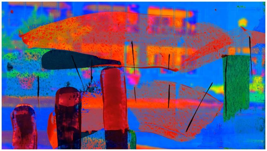 Dynamic abstract painting with vivid colors and te