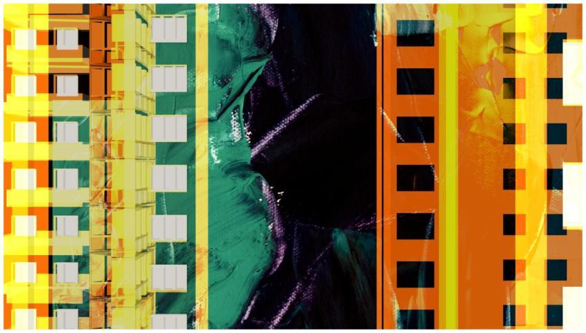 Dynamic abstract art featuring vibrant colors and