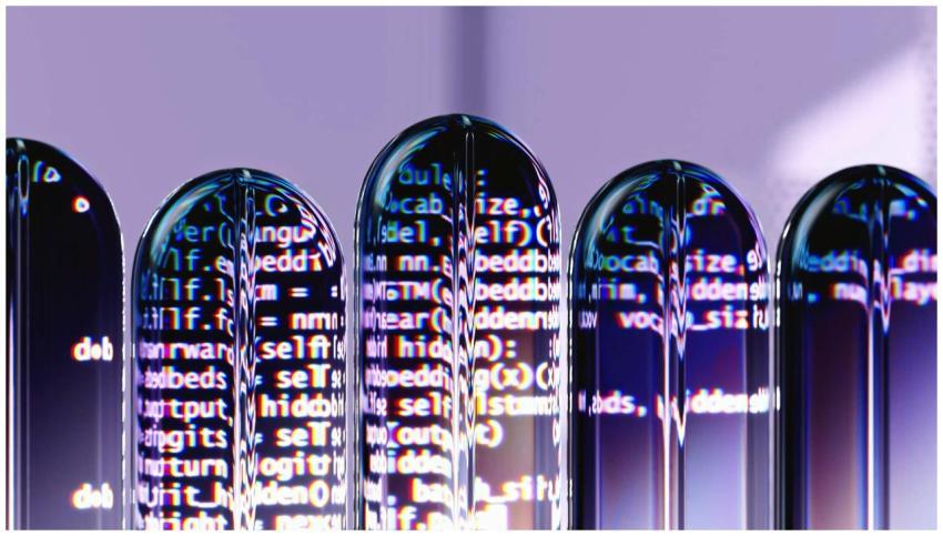 Colorful 3D render showcasing AI and programming w