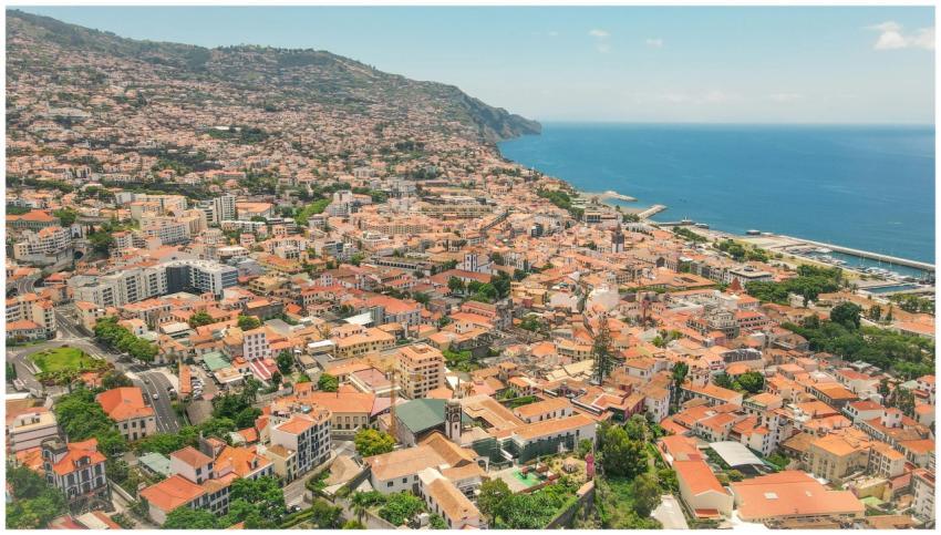 Explore the vibrant aerial view of Funchal, Madeir