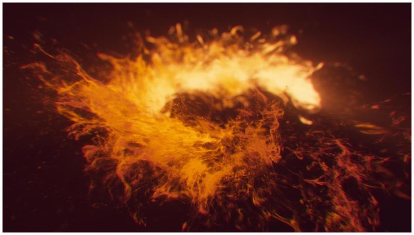 Vibrant abstract art of a fiery explosion in glowi