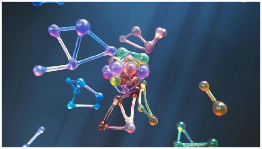 Colorful abstract representation of molecular stru