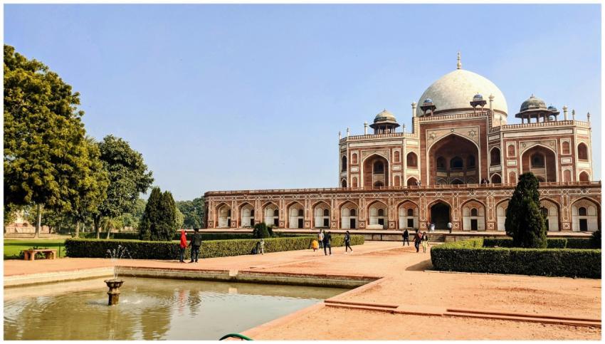 Humayun's Tomb, a UNESCO site, with lush gardens i