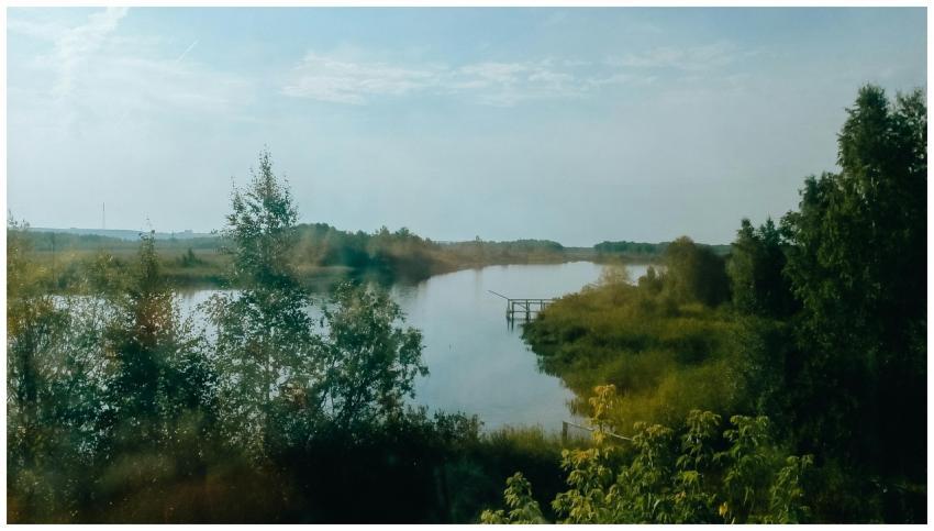 Serene lake landscape in Yurginsky District, Russi