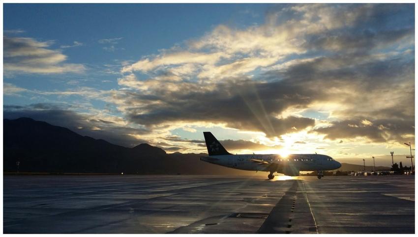 A beautiful silhouette of an airplane on a runway