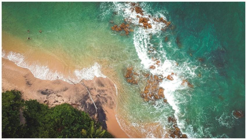 A breathtaking aerial view of a tropical beach in