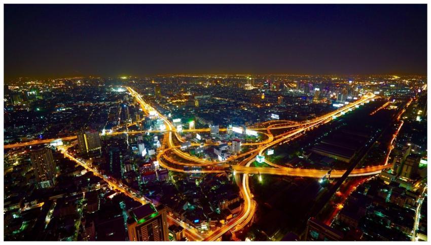 Stunning aerial view of Bangkok's illuminated skyl