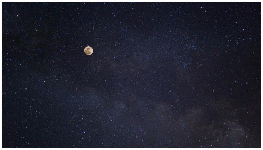 A breathtaking view of the full moon against a sta