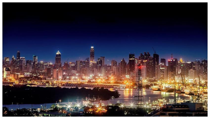 Stunning night cityscape showcasing illuminated sk