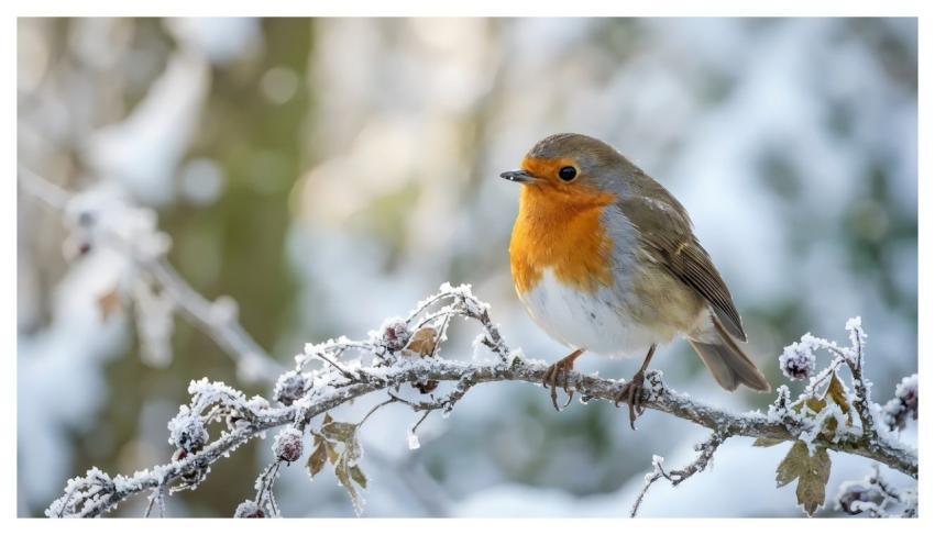 Robin Bird Winter Snow