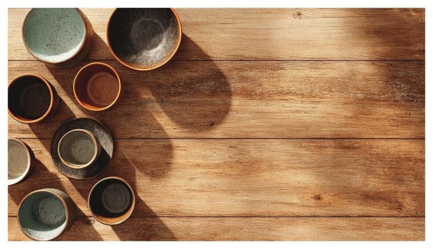 Ai Generated Wooden Table Top View Empty Space