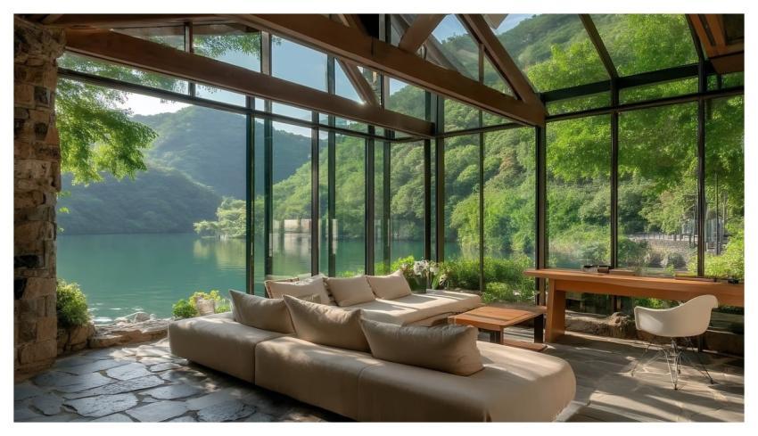 Pavilion Glass Modern Lake