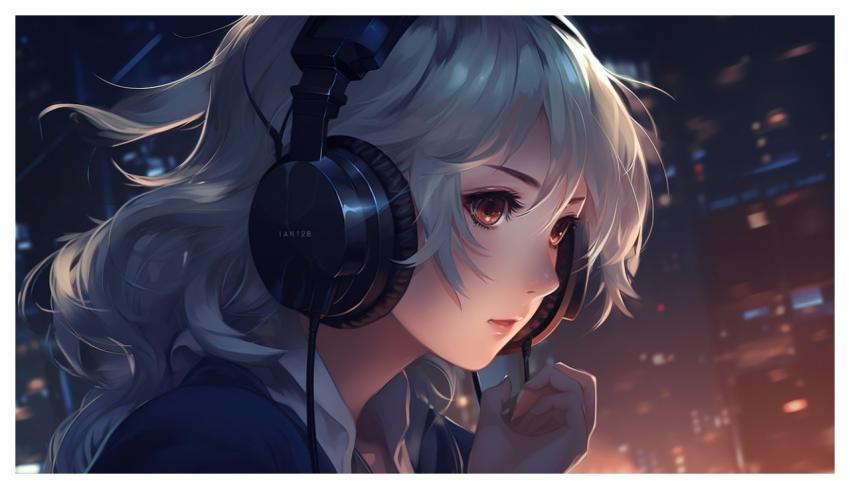 Woman Headphones Anime Girl