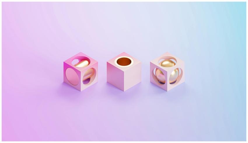 Abstract 3D render of pastel cubes containing meta