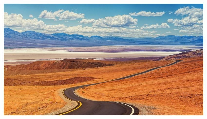 Road Death Valley Desert Mountains