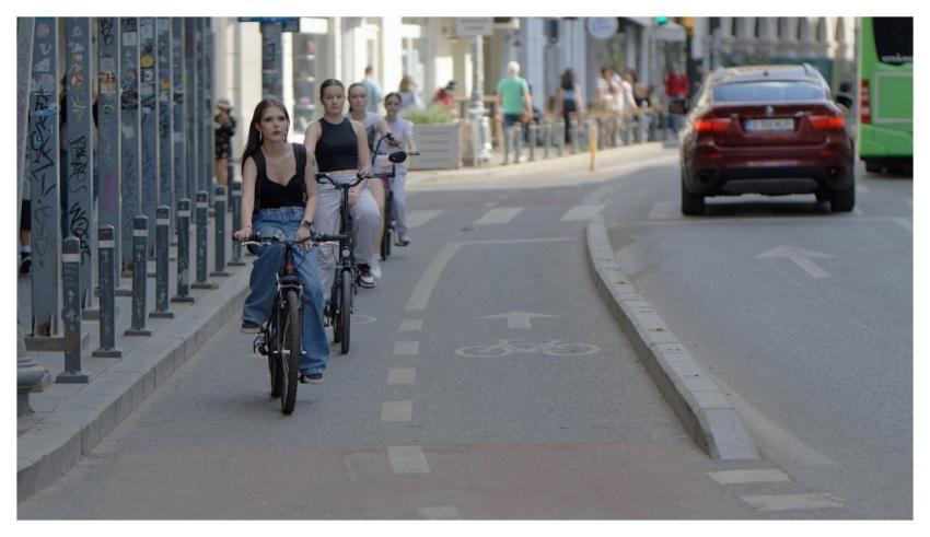 People Girls Bicyclists Running