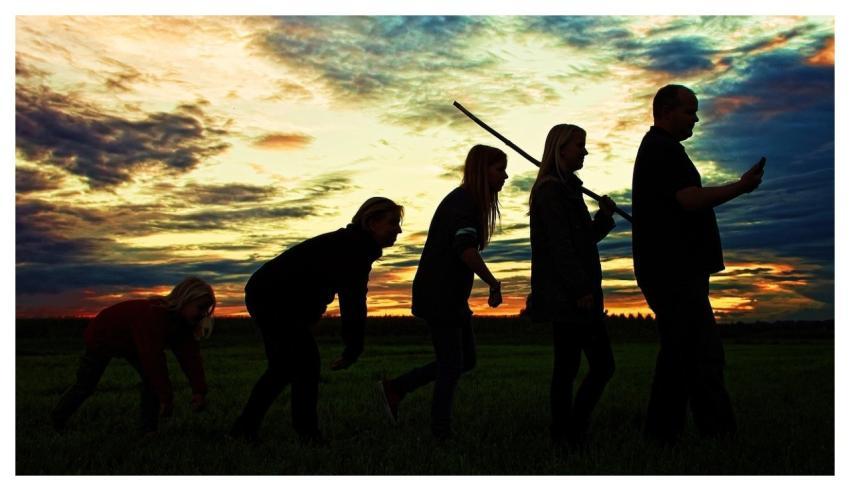 Human Evolution Reenactment Sunset Evolution