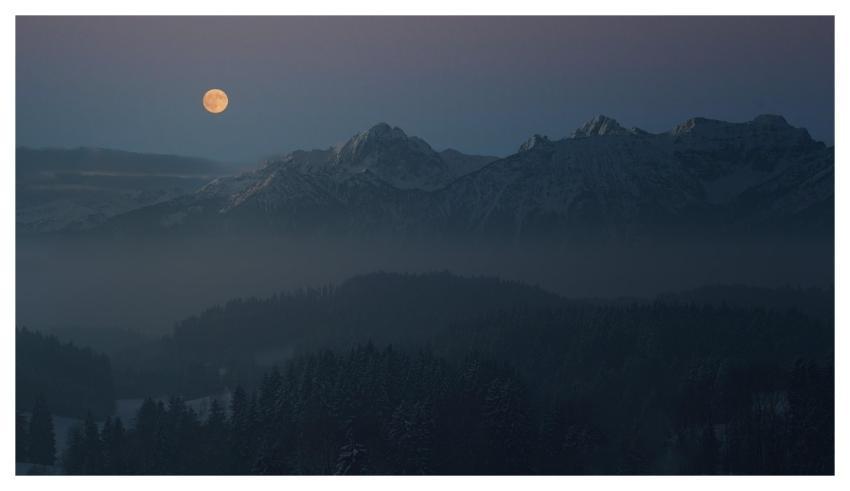 Night Moon Mountains Alps
