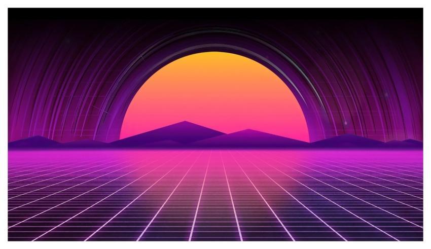 Sunset Synthwave Cyberpunk Night Sky