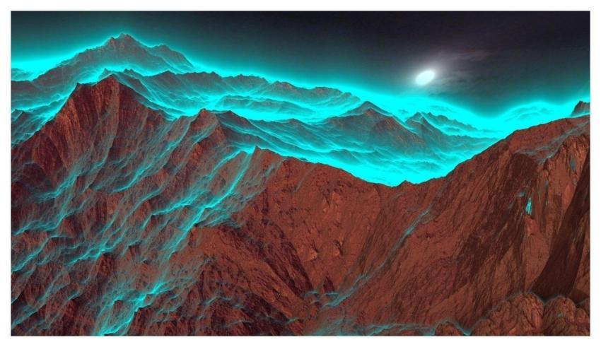 Mountains Aurora Night Moon