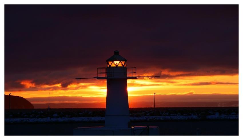 Lighthouse Sea Sunset Dark