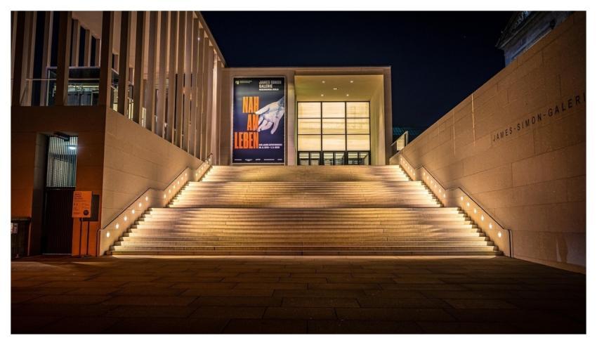 Evening Building Illuminated Stairs