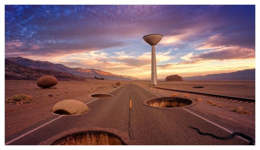 Desert Nature Background Road Rocks