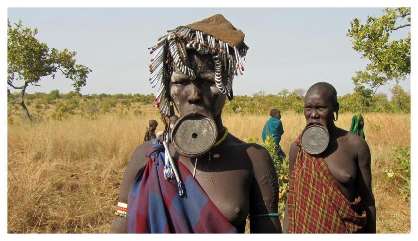 Mursi People Lip Plate Primitive People