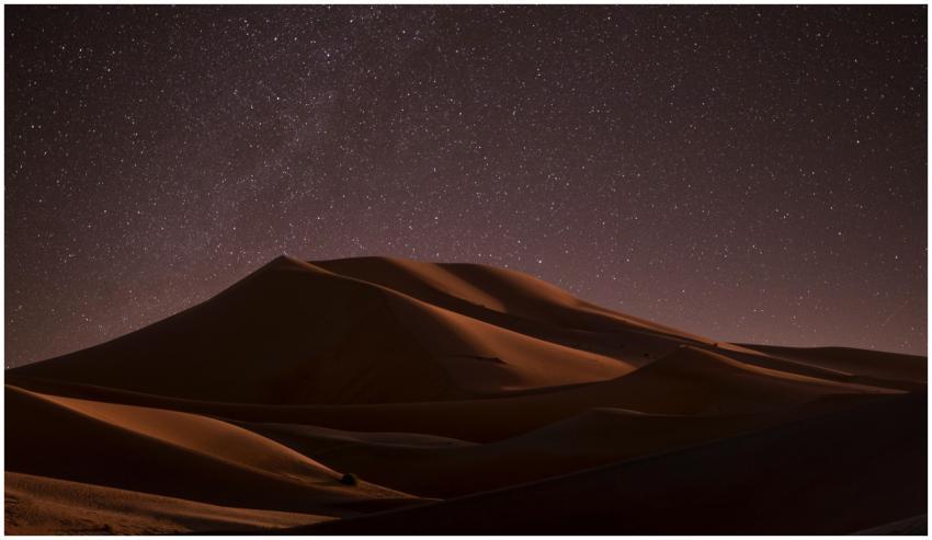 A captivating view of starlit sky above serene des