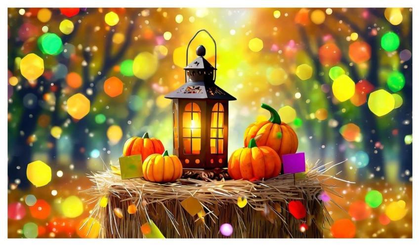 Ai Generated Pumpkins Beautiful Wallpaper Lantern