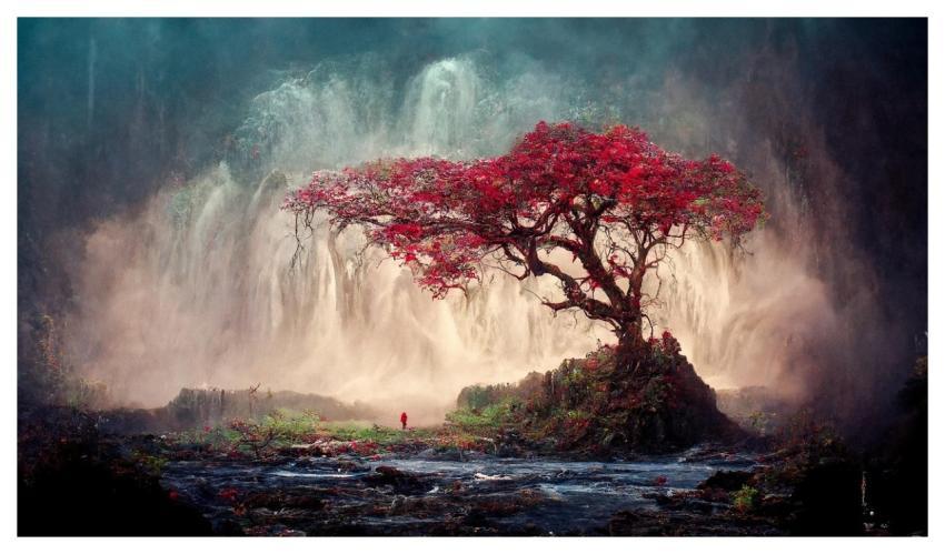 Tree Waterfall Abstract Painting