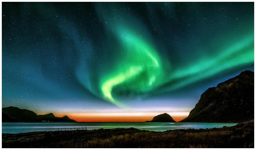 Stunning aurora borealis illuminates the night sky