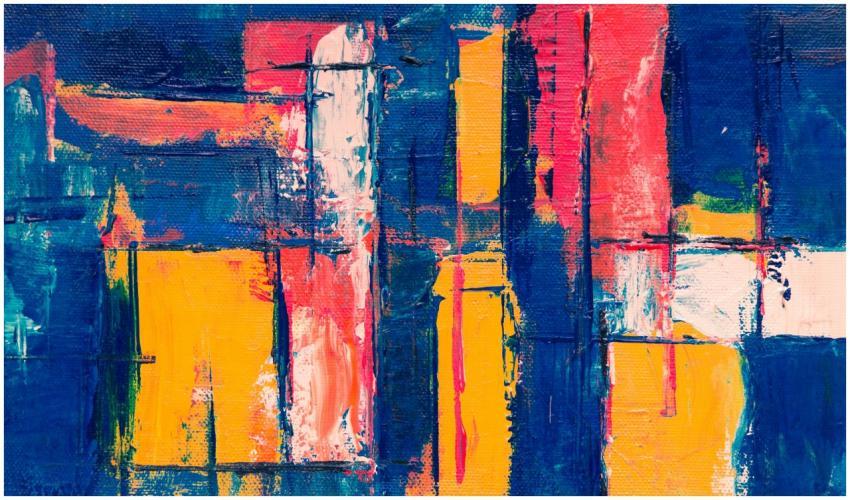 Colorful abstract acrylic painting with bold strok