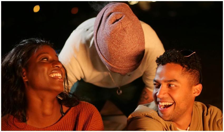 A group of friends enjoying an evening hangout, la