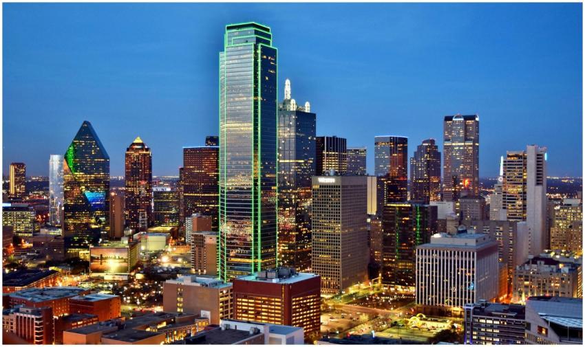 Stunning view of the Dallas skyline at night with