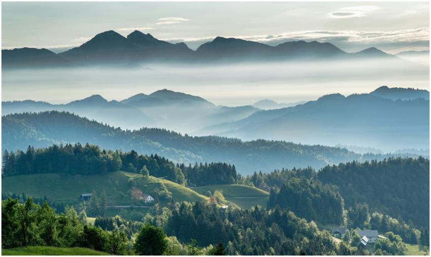Breathtaking view of Slovenian mountains and valle
