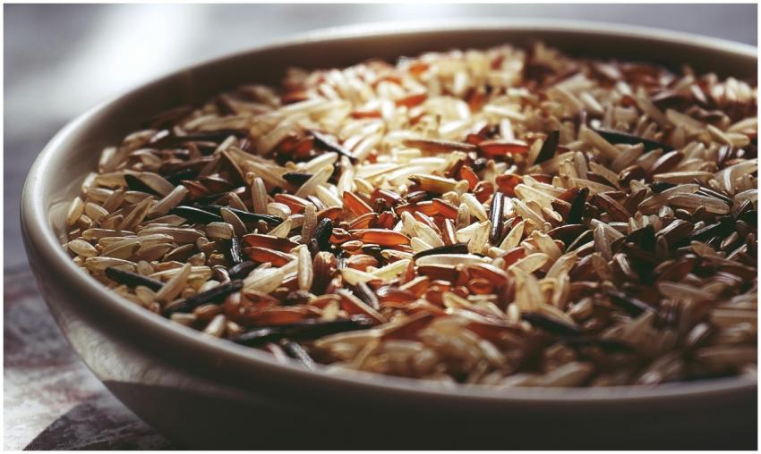 Macro shot of a ceramic bowl filled with colorful