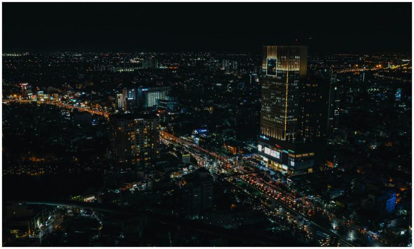 Stunning aerial view of Ho Chi Minh City with illu