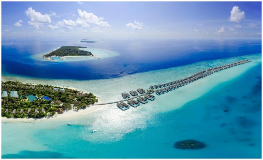Breathtaking aerial view of Maldives island resort