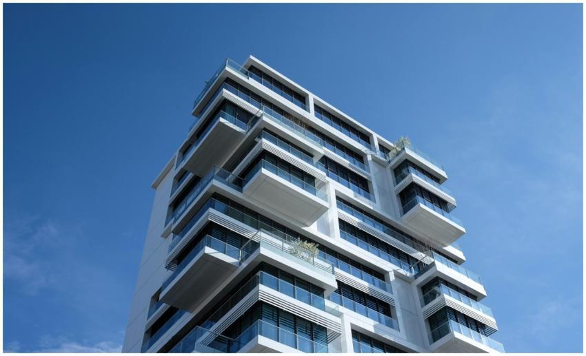 Striking low-angle shot of a modern condominium wi