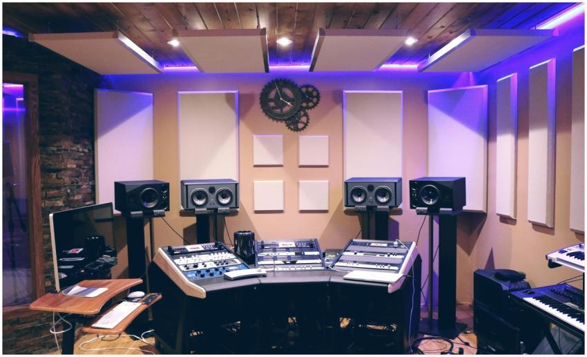 Modern recording studio with high-tech audio equip