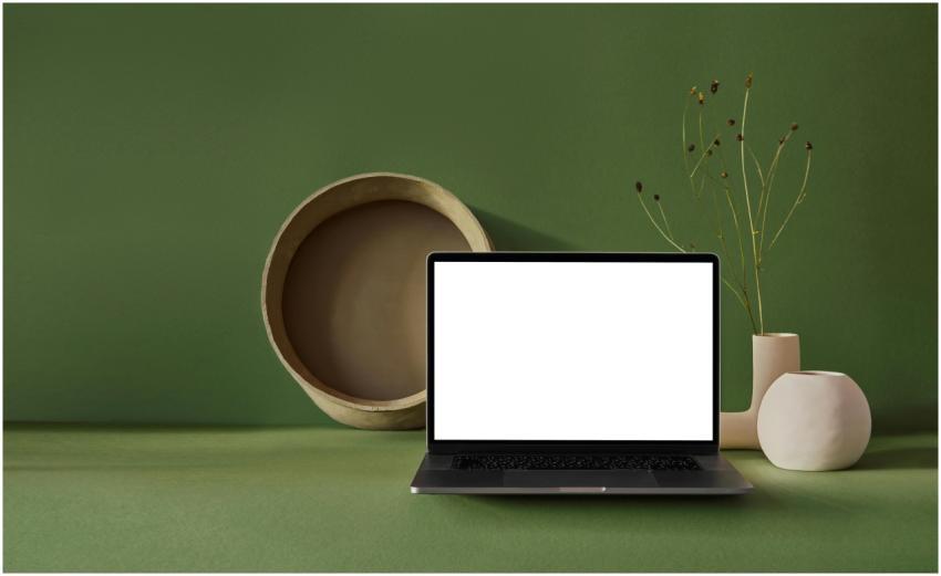 Composition of portable netbook with empty screen