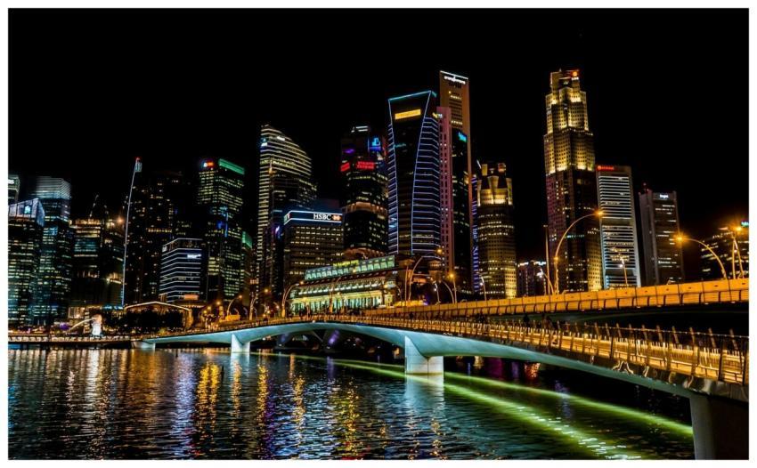 Stunning Singapore cityscape featuring vibrant sky