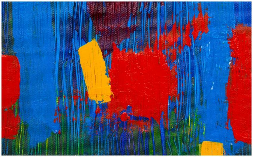 Bold abstract painting with vivid colors and textu