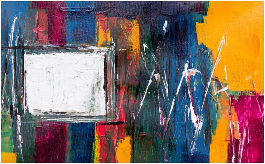 Colorful abstract acrylic painting with bold textu