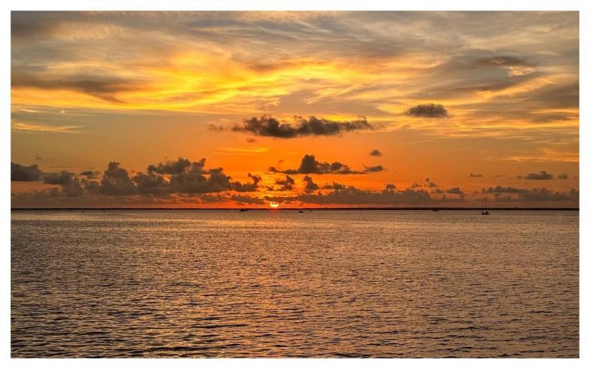 Sunset Clouds Orange Sea