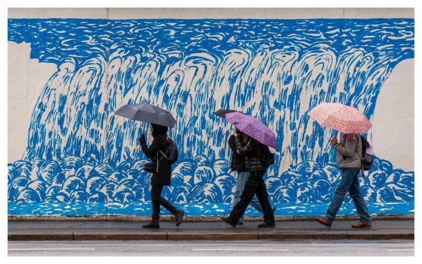 Umbrellas People Wall Nature