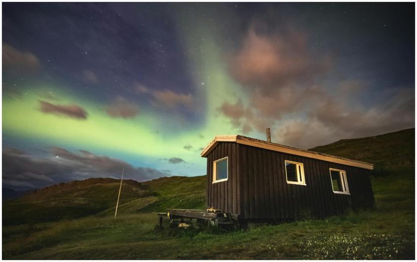A captivating view of the northern lights dancing