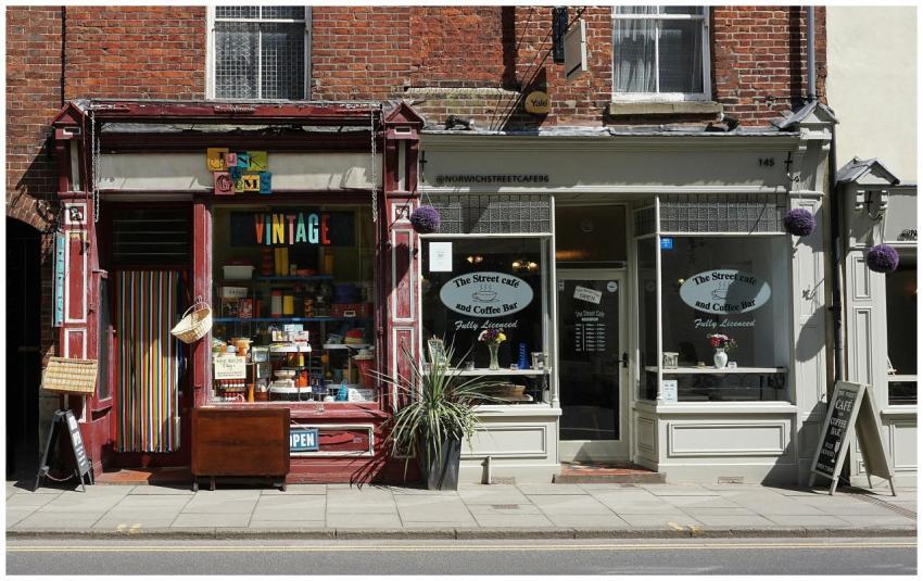 Vintage shop and cafe in Norwich showcasing eclect