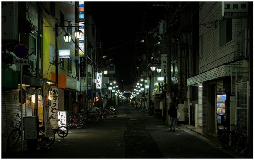 Osaka Kujo "Heart Town" street at night